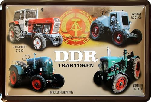 WOGEKA ART Retro Blechschild - DDR TRAKTOREN- ZT300, IFA Pionier, Aktivist, Famulus - Nostalgie Deko Schild als Geschenkidee für TRECKER Fans zu Geburtstag Weihnachten 20x30 cm Metallschild 837
