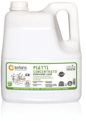 Officina Naturae Detergente Platos Ecológico Sin Perfume para Lavado a Mano Bio Sostenible Vegano Bidón 100% Bioplástico 4 Litros