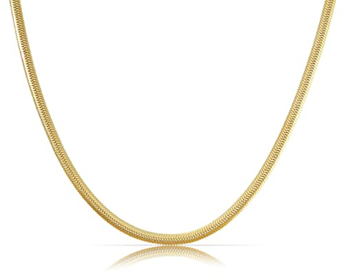 Made by Nami Halsketten Schlangen-Design 3mm • Minimalistische Schlangen-Kette mit starkem Karabiner-Verschluss • Choker Halskette Damen • Edelstahl Gliederkette • Geschenk für Sie