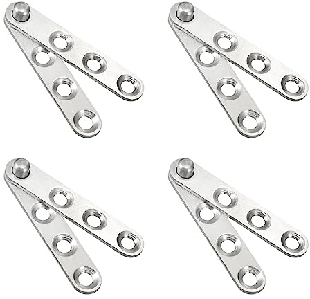QUARKZMAN 4 Juegos 59 x 11 x 10mm Puerta Bisagra 360 Grados Plateado Tono | Pivote Bisagra, Rotación, para Partición Puerta y Armario