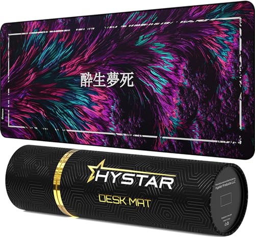 Hystar® Extended Gaming Mouse Pad | XXXL 45 x 20 | 5mm Thick, Waterproof Surface, Smooth Polyester Fabric, and Natural Rubber Base | Dreamy Death