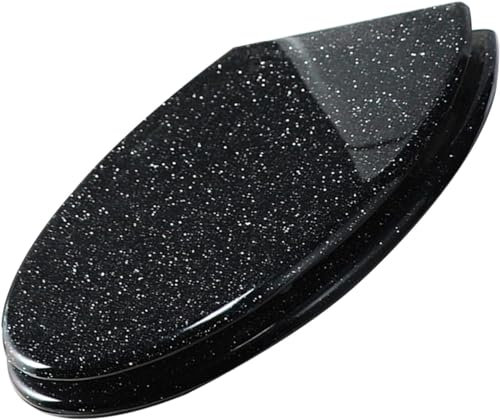 Flipped Warmth Toilet Seat Soft Close, Oval Glitter Toilet Seat with Quick Release is Easy to Clean, Bathrooms Resin Toilet Seat,Black Glitter