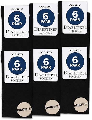 Occulto Diabetesstrumpor Män & Kvinnor 6 pack (modell: Oliver) Svart 47-50