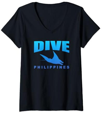 Damen Tauchen auf den Philippinen, Tauchen auf den Philippinen (Blau) T-Shirt mit V-Ausschnitt