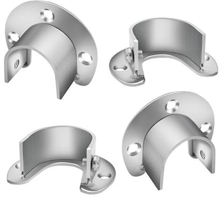 4 pièces Support tringle à vêtements inoxydable, support tringle de placard argenté, Support de tringle d'armoire inoxydable, Support de tige à bride pour Armoire, Noir Mat en Acier Inoxydable