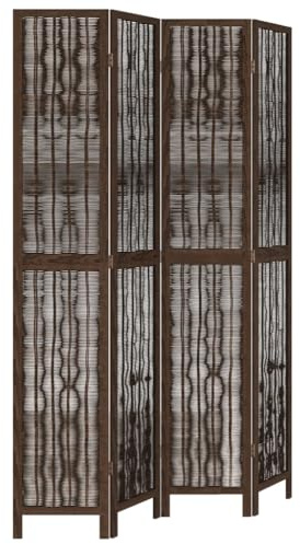 vidaXL 4-TLG. Raumteiler Dunkelbraun Massivholz Paulownia
