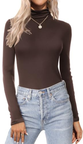 Zeagoo Tee Shirt à Manches Longues Femme Col Roulé Thermique sous Pull