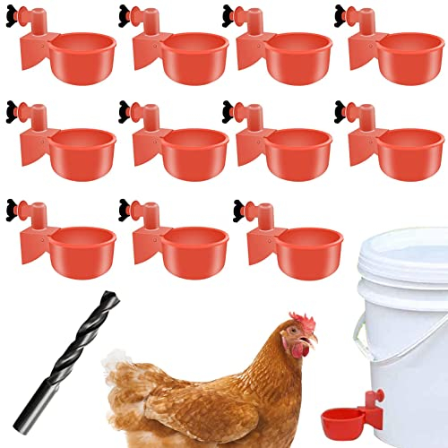 Gobelets d'eau pour poulet – 12 abreuvoirs automatiques pour poulet, système anti-fuite | Distributeur d'eau de poulet Mangeoire Poule avec noix, abreuvoir de volaille équipement d'élevage pour poussi
