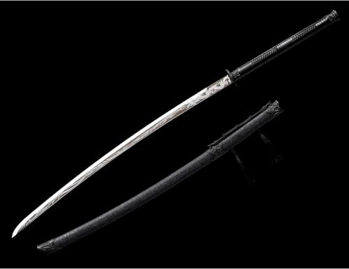LQSLFsword 135cm Großes Schwert，Zweihändiges Schwert Katana，Samuraischwert，Sharp，Katana Schwert scharf， Handgeschmiedeter hoher Manganstahl