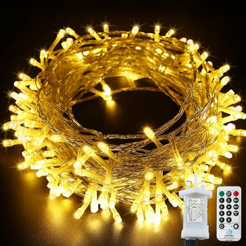 Bollengold 220 LED Fairy Lights Plug in with Timer/8 Modes/Remote - 22M/72Ft Main Powered String Lights, Waterproof Outdoor/Indoor Christmas Lights for Party, Wedding, Bedroom, Decoration(Warm White)
