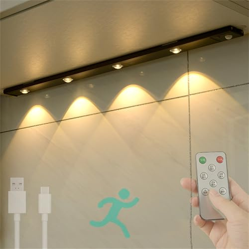 GZZBMY Unterbauleuchte Küche LED mit Bewegungsmelder Wandleuchte mit Fernbedienung USB Aufladbar Schrankbeleuchtung Küche Wandlampen Kleiderschrank Treppe Keller 3 Lichtmodi (120cm)