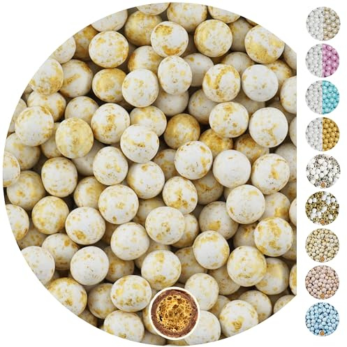 EinsSein 0,7kg Crispy Schokoperlen Mix large weiss-gold splashed | Gastgeschenke Hochzeit, Taufe, Kommunion, Konfirmation Weihnachten perfekt für Reagenzgläser | Alternative für Schokolinsen,