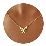 SIXDUTON Schmetterling Kette Damen Halskette 18K Vergoldet Gold Kette | Halskette mit schmetterling Anhänger, Schmetterling Kette Edelstahl, Hypoallergene Modeschmuck Geschenk für Frauen Mädchen