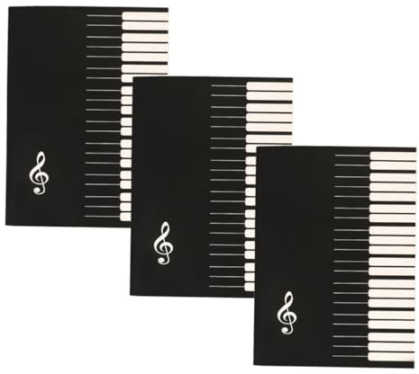 Pack Notenbuch mit Papier, Schwarz, für Musik, 3 Stück