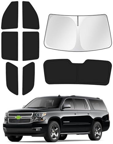 Canvcle Sunshades for 2021-2025 2026 GMC Yukon XL/Chevy Suburban Accessories Windshield Sun Shade Side Rear Window Shade Cover Sun Visor Shield Privacy Protection Keep Vehicle Cool Black 8PCS