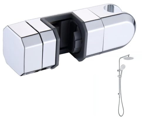 Shower Head Holder for 15mm-30mm Riser Rail, Adjustable Shower Rail Rod Clamp Holder Bracket, 360 Degree Rotation Sprayer Bracket, Fits Slide Bars Detachable Slider Clamp (Sliver)