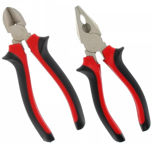 HERO Zangenset Kombizange Seitenschneider Set 2tlg. Elektriker Zange 160mm Isolierzange Kombinationszange Werkzeug Zangen Set Zangensatz mit Antirutsch-Griff für Heimwerker Handwerker Hausmeister