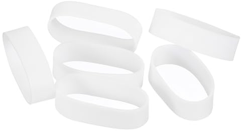 sourcing map 150 bandas de goma de silicona, bandas de goma de 6 mm x 17,5 mm, bandas elásticas fuertes antideslizantes para envolver cables, envolturas de bolsas, color blanco