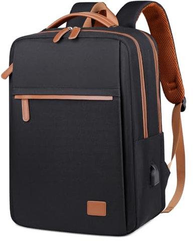 Outplea 15.6 Zaino Porta PC Uomo Donna, Zaino Computer Laptop Impermeabile, Zainetto da Viaggio Multitasche, Zainetto Lavoro Ufficio per Università, Nero