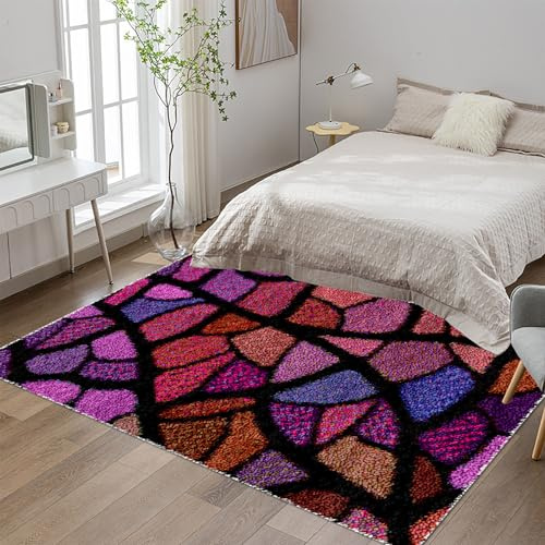 Kit de Crochet de Loquet Point de Croix et Point Noué - Création de Tapis et Canvas 38x52 cm - Tapisserie pour Adultes, Débutants