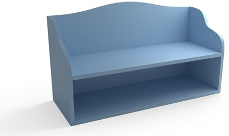 regalik Schuhbank mit Sitzfläche und Ablage 80 x 30 x 50 cm, Hellblau | Für Flur oder Kinderzimmer, abgerundete Kanten, offene Schuhablage, laminierte Platte, einfacher Aufbau und Pflege