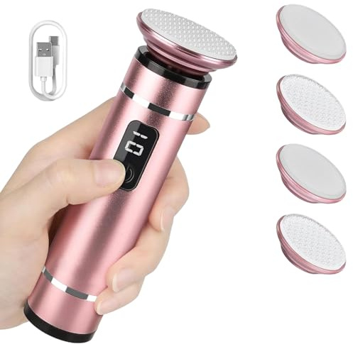 Yolispa Lima eléctrica de pies para eliminar la piel dura, lijadora eléctrica profesional de pies, ecargable liminador de callos eléctrico inalámbrico con 4 cabezales de cristal nano