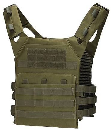 Generisk snabblås väst taktisk väst lätt airsoftväst för utomhus paintball-skytte krigsspel camo andningsaktiv kamp-träningsväst utomhus justerbar nylonväst för unisex, Grön, One size