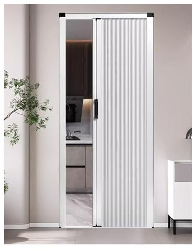 Puertas plegables interiores con asa, sin necesidad de taladrar, marco de aluminio, puerta corredera para el hogar y el armario, divisor de habitación y mampara de ducha para espacios pequeños