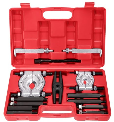 BOOMSTART 14 Pcs Bearing Separator Puller Kit Flywheel Puller Ball Bearing Car Set Heavy Duty 5-Ton Capacity (Red)