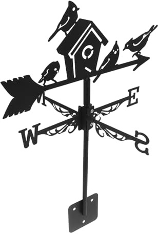 Luxshiny Veleta de Jardín de Hierro con Diseño de Casa de Pájaro Indicador de del Viento Decoración Exterior Elegante y Práctica Montaje para Jardín y Patio