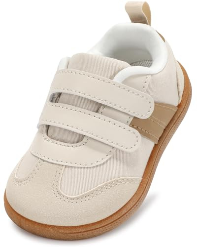 noorkiz Toddler Wide Toe Box Shoes, Boys and Girls Barefoot First Walking Shoe Kids Fashion Sneaker Non-Slip Zero Drop Comfortable Beige Brown Toddler 6