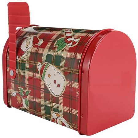 HOLIDYOYO Caja de Hierro Creativa con Diseño de Buzón Navideño Caja de Almacenamiento para y Galletas Resistente y Decorativa para Regalos y Fiestas de Navidad