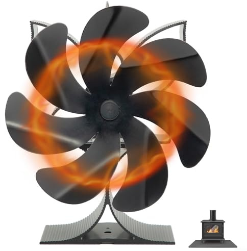 Kaminventilator, Kaminventilator, 7 Flügel, Ofenventilator, stromlos, leise