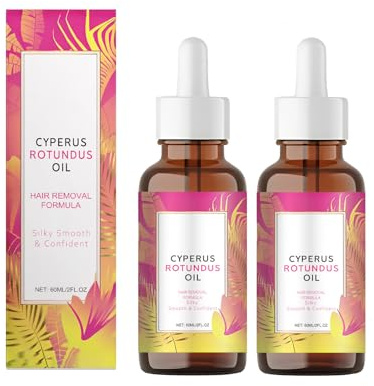 2Pcs Cyperus Rotundus Oil for Hair Removal – Gently Reduces Unwanted Hair Growth, Soothes & Moisturizes Skin, Minimizes Ingrown Hairs & Pores, Suitable for All Skin Types, 60ml Natural Formula