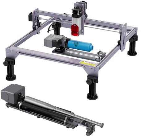 ATOMSTACK 5W Laser Graviermaschine mit R8 Pro Rotary Roller, A-5 Gravur- und Schneidemaschine für Holz, Edelstahl, Leder, Augenschutz mit Fixfokus, Arbeitsbereich 400×410 mm