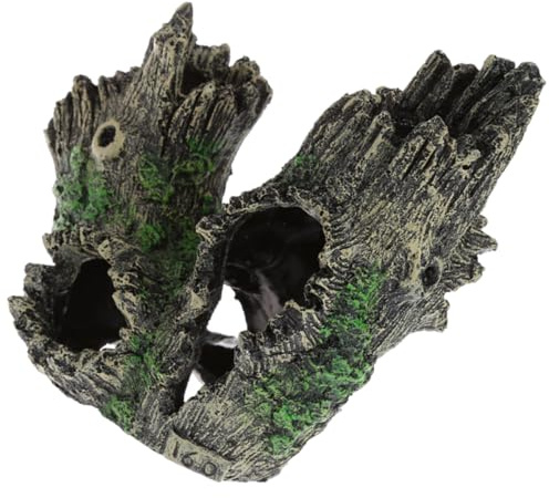 ELEOUTI Décoration Aquarium Résine Tronc d'arbre Creux pour Poissons, Cachette Naturelle Résistante, Adaptée aux Aquariums Moyens et Grands