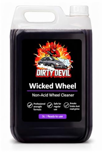 DIRTY DEVIL Wicked Wheel Cleaner - Powerful Brake Dust Remover – Safe for Factory Finished Rims – Advanced Formula for Regular Maintenance & Detailing (5L)