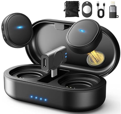 LTUAE Mini Wireless Microphone for iPhone & Android, 8g Mini Microphone Clip-On Mic with AI Noise Cancellation, 48kHz Hi-Fi Audio, 260ft Range, 36H Battery for YouTube, Vlogging & Live Streaming