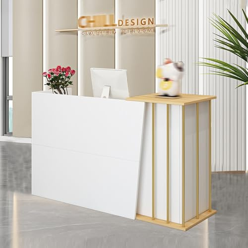 HGTRH Empfangstresen Kosmetik, Rezeptionstheke Friseur, HöLzerne Ladentheke Empfangstheke Kassierer mit GroßEm Stauraum,Rezeption, Laden-Theke, Verkaufsth White 100cm