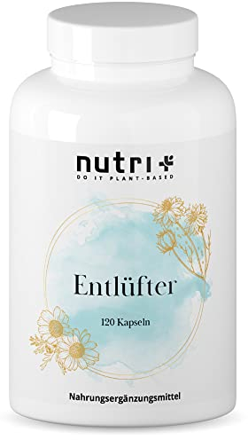 Nutri + Entlüfter 120 Kapseln - beliebt bei Blähungen & Blähbauch - Magen Darm Entspannung - Schwarzkümmel, Anis, Curcuma, Ingwer, Fenchel - von Ernährungswissenschaftlern entwickelt