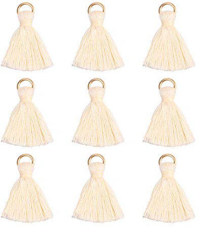 Lot de 100 Mini Pompons en Fil de Coton 25 mm pour travaux manuels et Fabrication de Bijoux Crème, Blanc