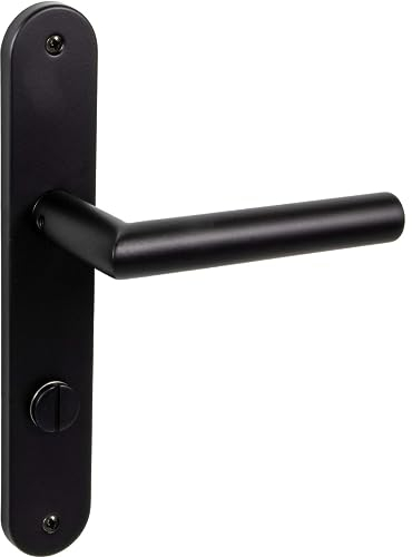 Gedotec Manilla de puerta de habitación con placa larga, herraje vintage antiguo – CHAPO-L | WC – WC – Picaporte de puerta para puertas interiores | 1 par