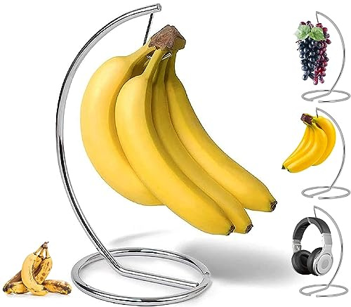 Buumin Banana Tree Hanger, Stainless Steel Banana Hanging Bracket Wire Banana Tree Stand,Fruit Bowl For Kitchen Counter, Keep All Your Bananas Fresh