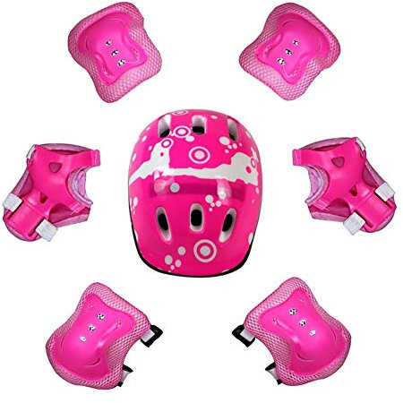DYOYO Protection Roller Casque Vélo Enfant Kit Coudières Genouillère Sets de Protection Enfant Genouillères de Protection Coudières Protège Poignets Taille Réglable pour Enfants
