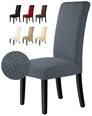BalladHome Stuhlhussen 6 Stück Stuhlbezüge Stretch Stuhlbezug Elastische Spandex Stuhlhussen Universal Abnehmbare Waschbar für Hotel Party Bankett (Dunkelgrau, 6 Stück)-M