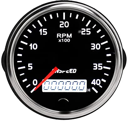 85 Mm/3,35 Tum Varvräknare, 0‑4000 Rpm Båtvarvräknare Mätare med LCD-skärm, IP67 Vattentät för 12/24V Bil, Lastbil, Båt, Dieselgeneratormotor, 1-8-cylindrig Bensinmotor