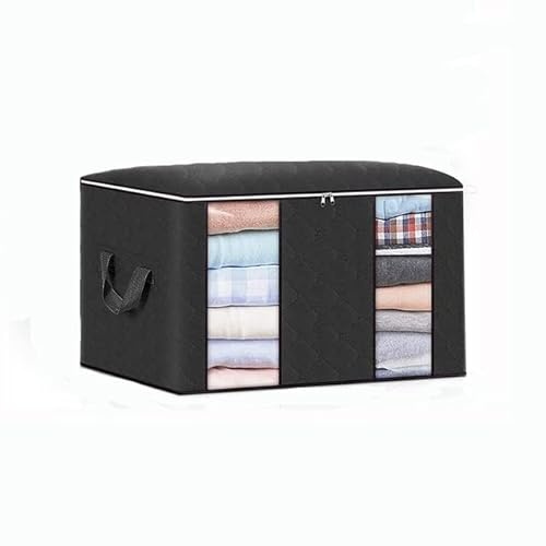 LUNYY Bolsa de Almacenamiento de edredón Plegable de 90L, Ventana Transparente portátil con Compartimento, Bolsa ordenada para Ropa, Organizador no Tejido a Prueba de Polvo para el hogar, 1 Uds.