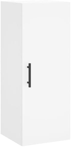 vidaXL Wall Mounted Cabinet, Storage Cabinet for Living Room Bedroom Office, Display Cabinet with Door, Cupboard, Modern Style, White Engineered Wood