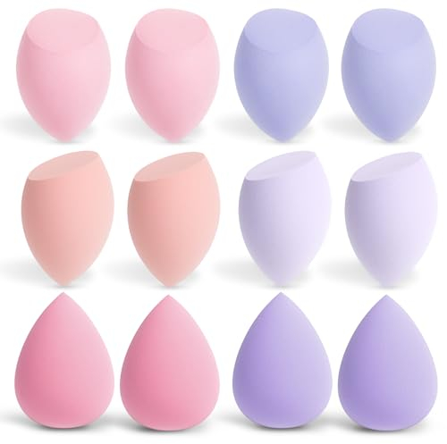AiQInu 12 stück Make Up Schwamm, Foundation Beauty Blender, Makeup Sponge Set, Beauty Sponge für Flüssiges Foundation Puder, Foundation Puff Kosmetik Werkzeug
