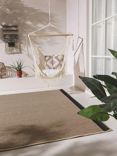benuta Nest In- & Outdoor Teppich Naoto - Beige/Schwarz 120x170 cm - Kunstfaser - Outdoor geeignet - Rechteckig - Pflegeleicht für Wohnzimmer Schlafzimmer Flur Terrasse Balkon